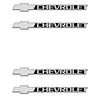 A series of black 3D aluminum Chevrolet emblems.
