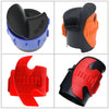 A set of four universal motorcycle oil seal cleaning tools in black, orange, and red plastic.