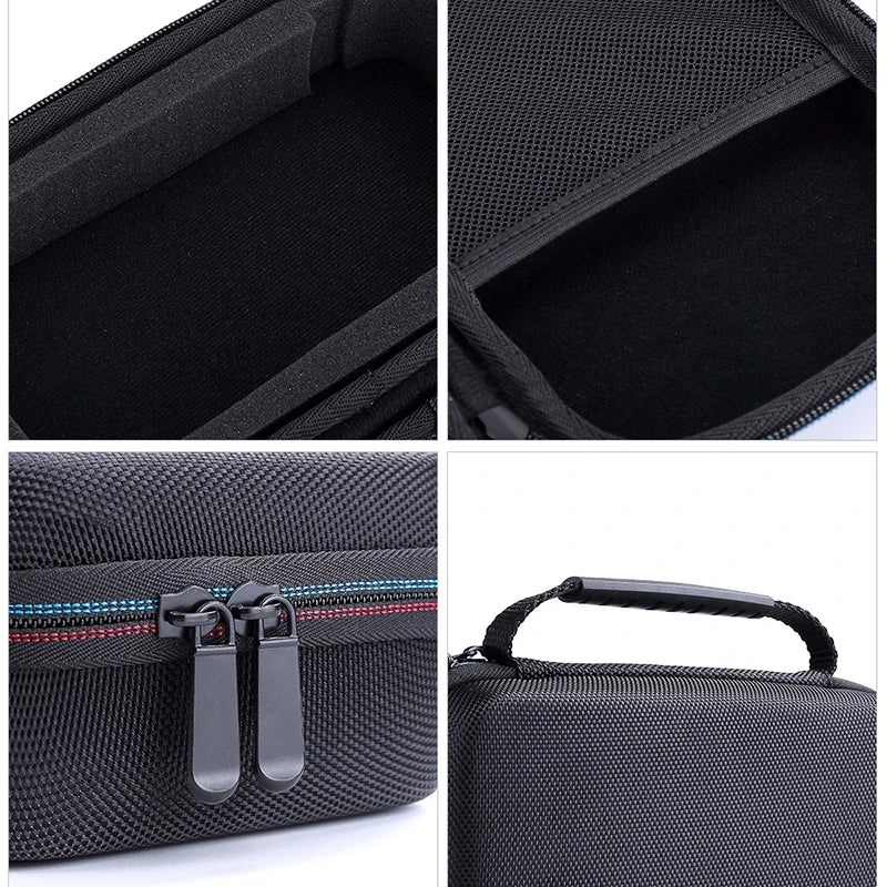 Black durable protective case for lithium jump starters shown from various angles