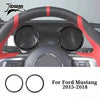 A steering wheel rim and interior decoration kit for a Ford Mustang 2015-2018 vehicle.