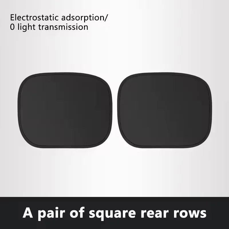 A pair of square rear rows of electrostatic car sun visors with zero light transmission.