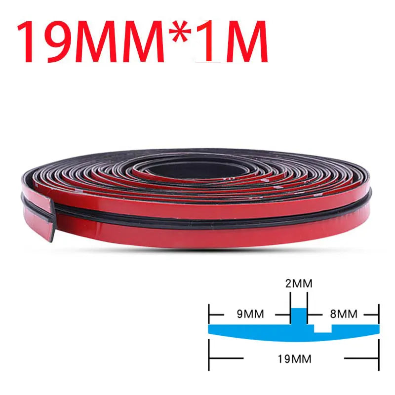 Roll of 19mm wide, 1 meter long red and black car window and roof sealing strips.