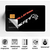 A black card sticker film featuring a red SRT Hellcat Demon Dodge graphic and various protective features.