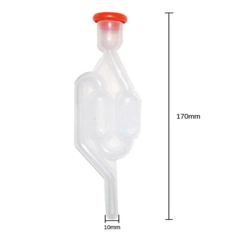 Kit de test de fuite de combustion en plastique transparent avec un entonnoir et un tube étroit, vue de côté.