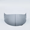 A clear motorcycle helmet visor shield with a gray tint and mounting hardware.