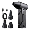 A black high-speed turbo air blower and its charging components are shown.