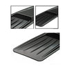 Black retrofit false air outlet hood for a Ford Mustang shown in multiple angles
