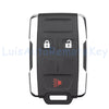 A black multi-button remote key fob with two lock icons and a red button for a truck.