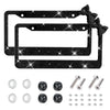 Black decorative license plate frame set with a bow accent and mounting hardware.