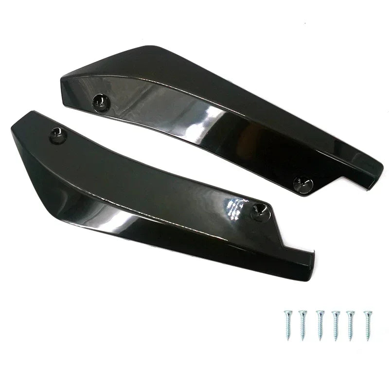 Black universal carbon fiber bumper lip spoiler for cars with mounting bolts