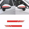 Close-up view of universal car racing stripe decals for side mirrors in red and white.