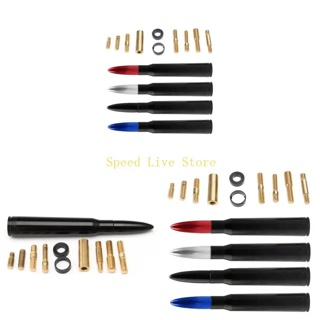Various sizes and types of universal carbon fiber vehicle antenna mounts including various colored tips