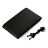 Black genuine leather steering wheel cover with a black cord attached
