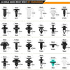 Collection de fixations métalliques de différentes tailles, vis et clips, pour réparations automobiles et domestiques.