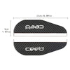 Black carbon fiber rain shield for car rearview mirror, measuring 17cm long.