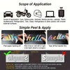 Instructions showing the scope of application and simple peel and apply method for vinyl decals.