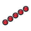 A row of five round red LED side marker lights mounted in a line.