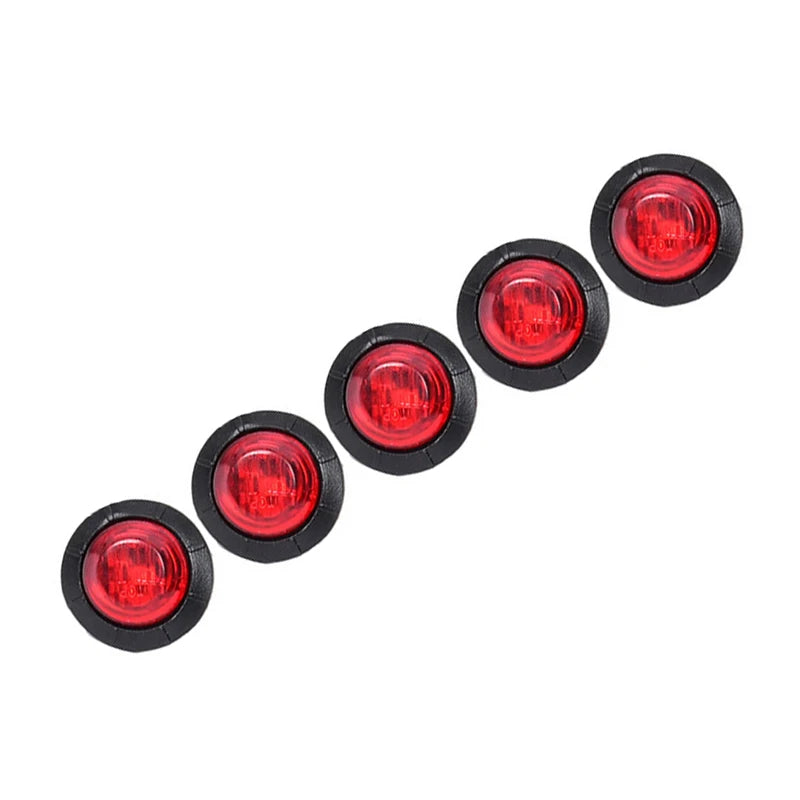 A row of five round red LED side marker lights mounted in a line.