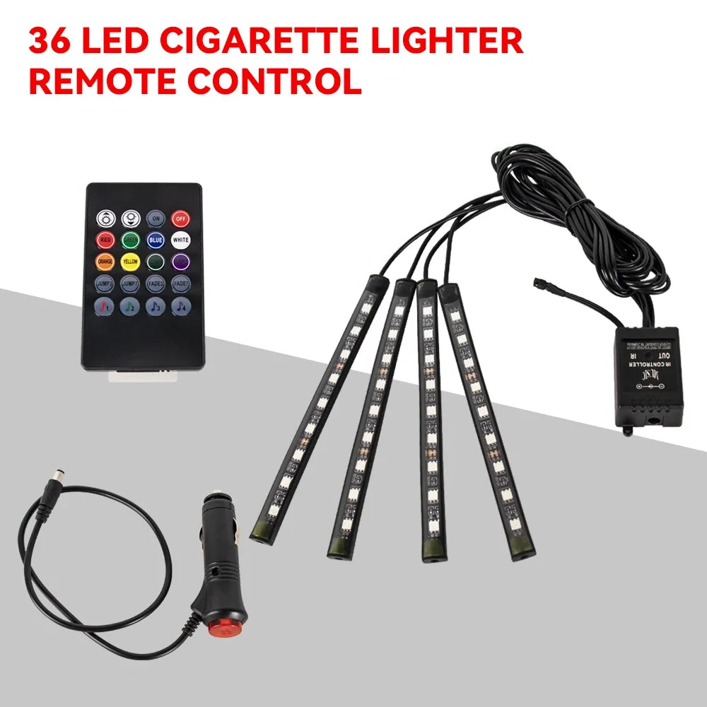 Fernbedienung für ein 36-LED-Zigarettenanzünder mit mehreren Farboptionen und Lichtstreifen