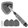 A set of extendable car window cleaning brushes with a gray foam head and a black handle.