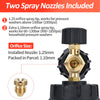 A set of two spray nozzles, including a 1.25mm and a 1.10mm orifice size tip, for pressure washers.