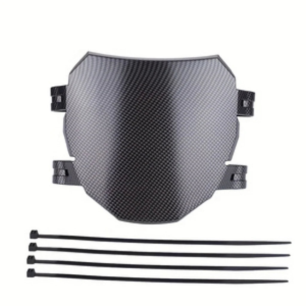 A black universal wind deflector cover for off-road motorcycles.