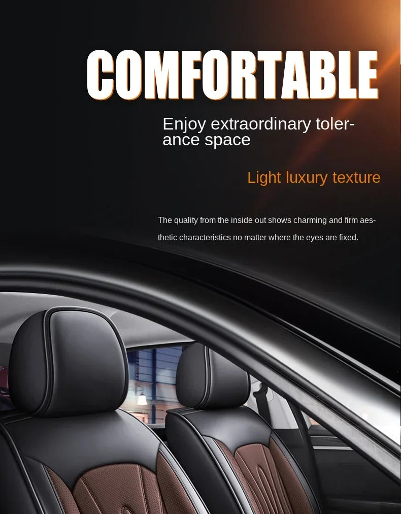 Interior view of a car seat showing light luxury texture and comfortable seating.