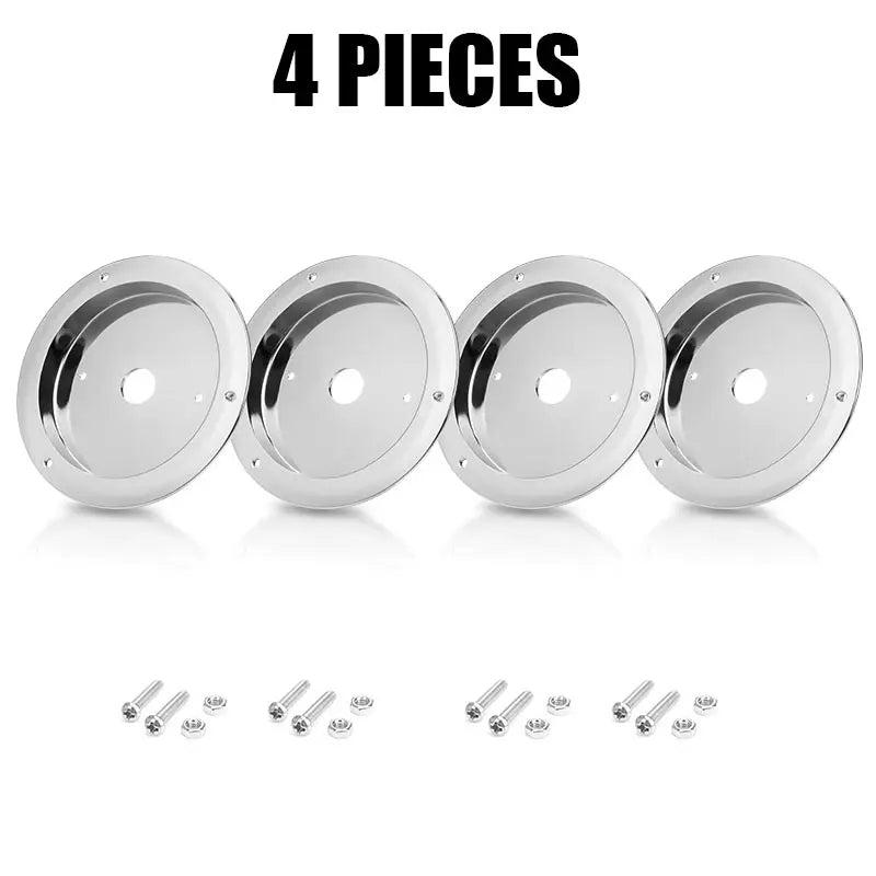Four silver LED marker strobe lights for vehicles, shown with mounting screws.