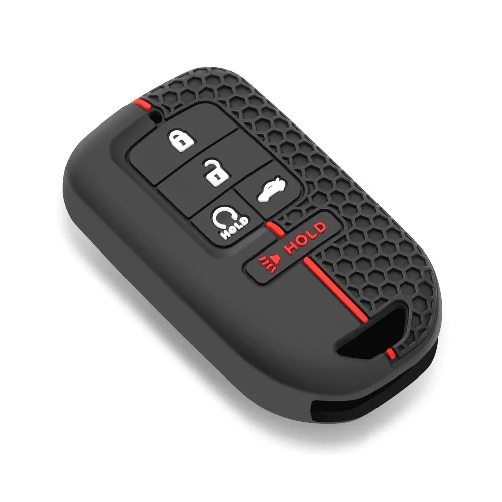 Black silicone car key cover with three buttons for automotive keys