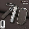 Brown shell and bracelet clasp key fob cover for Kia vehicles shown in various forms
