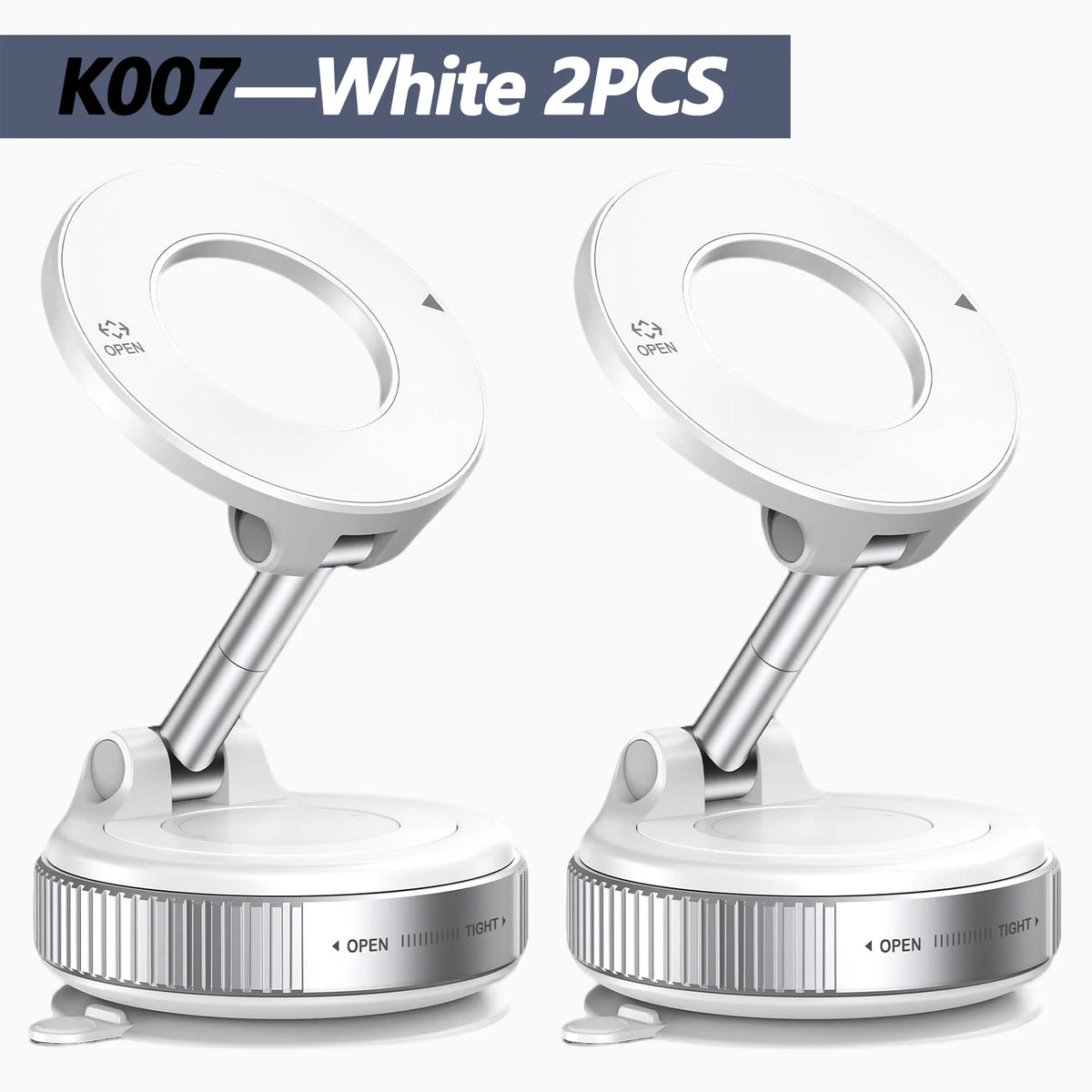 White magnetic phone holder with two pieces shown in a side view