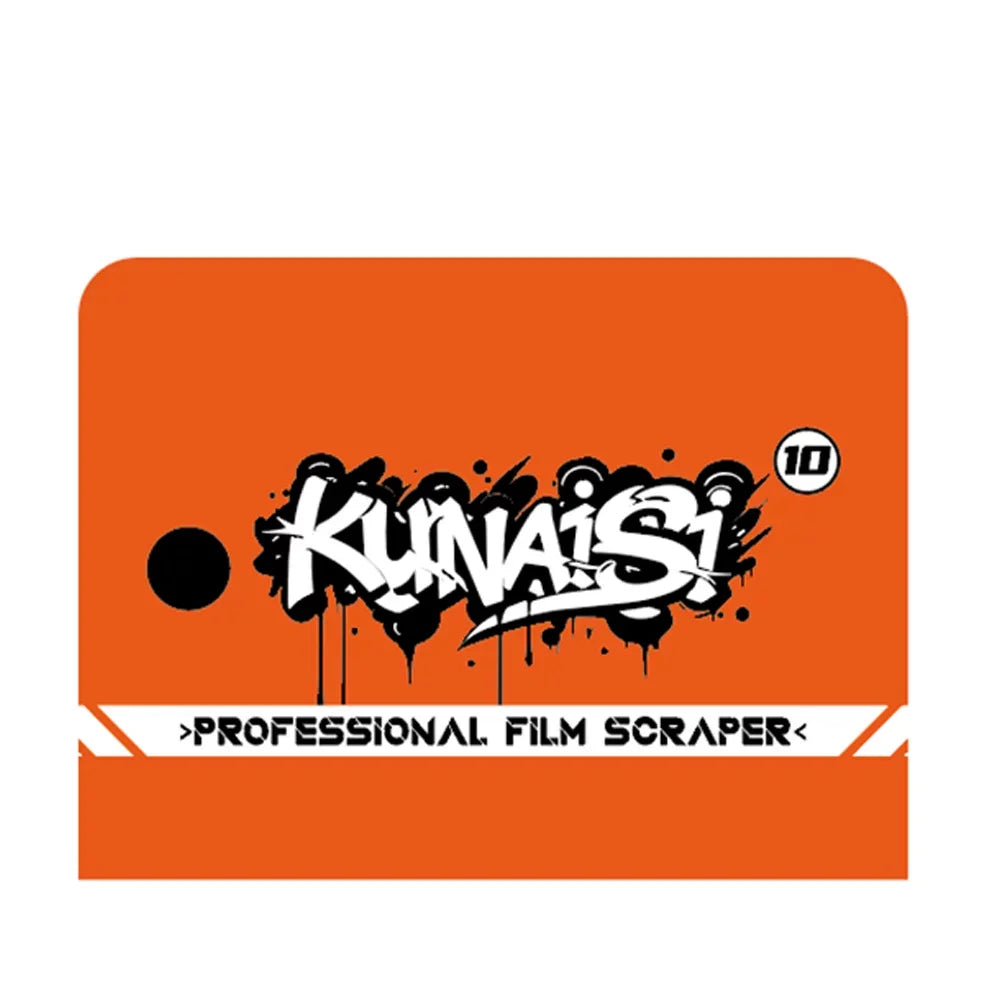 Orange graphic featuring the text KUNAISI and a number 10, with the subtitle PROFESSIONAL FILM SCRAPER.