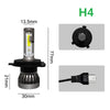 Hochleistungs-LED-Auto-Scheinwerfer-Glühbirnenbaugruppe mit silberner Basis, gelbem Licht und elektrischem Stecker.