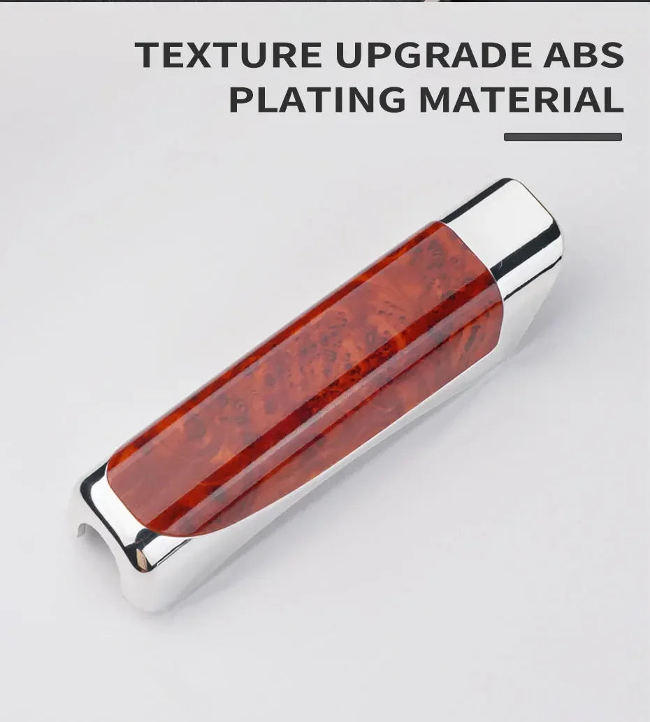Grip de frein de main métallique avec une finition texturée brun-orange.