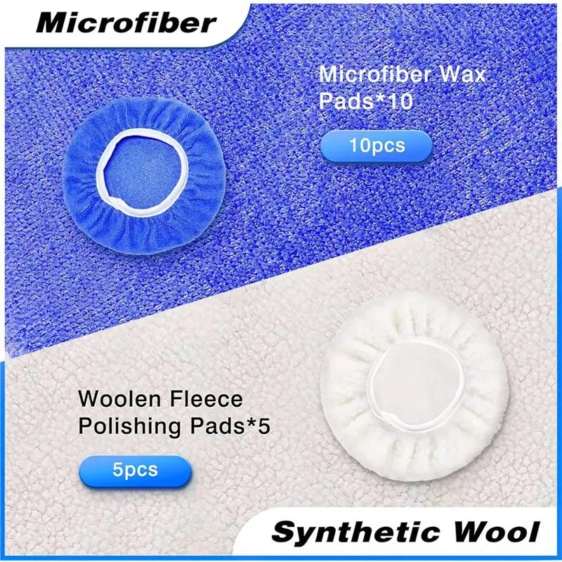 Set aus Mikrofaser- und Wollfleece-Polierpads für Auto und Haushalt