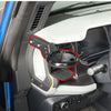 Close-up of a white Ford Bronco A-Pillar handle cup holder mounted on the interior door panel.