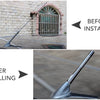 Comparison showing a carbon fiber radio antenna before and after installation on a vehicle roof.