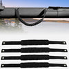 Black grab handles designed for Ford Bronco roll bars shown in various configurations.