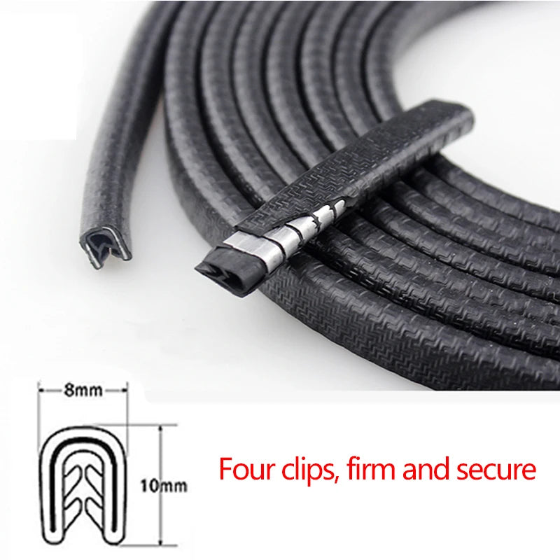 Protector edge for black universal car door, with four clips for a firm fit