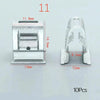 A silver metal dashboard retainer clip with dimensions 11.8mm by 14.5mm and a width of 13mm.