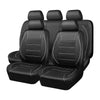 Black PU leather car seat covers for SUVs shown in a row.
