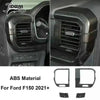 Carbon fiber grain interior trim kit for Ford F150 2021-2024 featuring black ABS material components