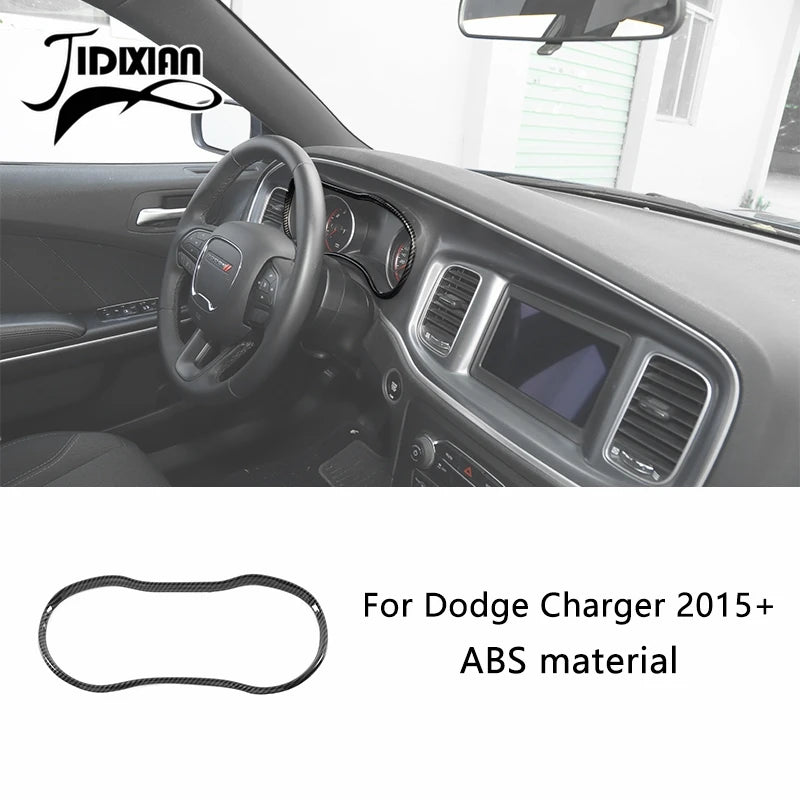 Carbon fiber trim piece for Dodge Charger interior, made of ABS material.