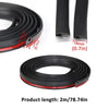 Black flexible windshield seal strip shown in various forms, including a roll and a flat strip.