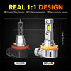 A close-up view of a halogen and Oxilam LED car headlight bulb design featuring direct plug installation.