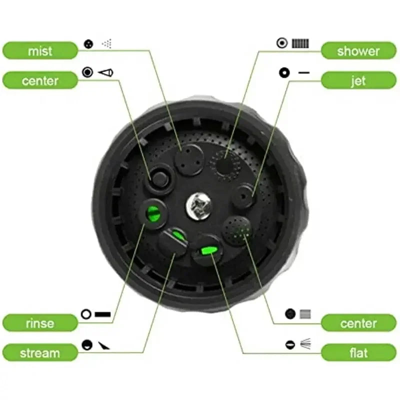 A black high pressure foam lance car wash sprayer with various spray settings indicated by labels.