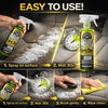Instructions étape par étape pour utiliser le nettoyant pour tissus Citrus sur l'intérieur de voiture : pulvériser, attendre,