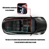 A black USB interface connected to a car charger is shown next to a vehicle interior, illustrating the bus for LED light inst