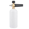 A white bottle with a black pump and nozzle assembly for a high-pressure car cleaning foam gun.