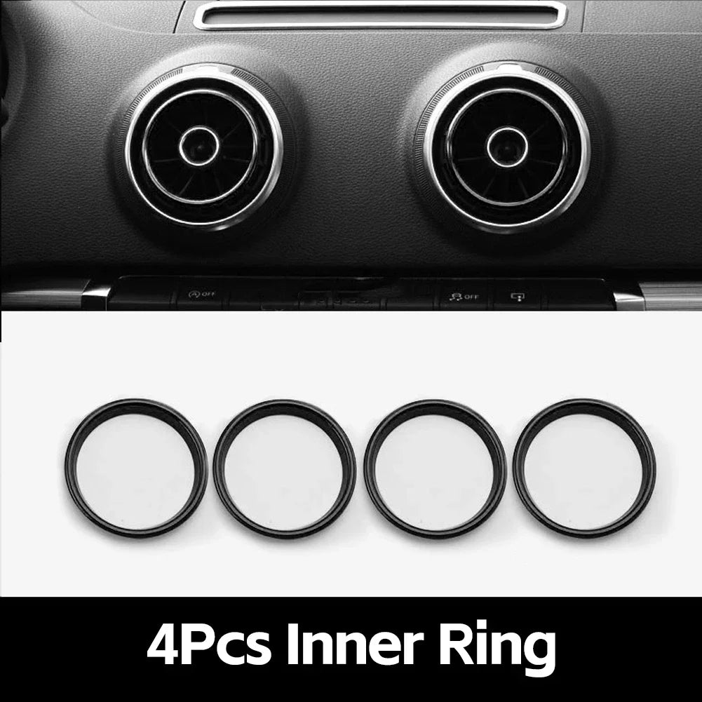 Four black inner rings used as interior air vent trim covers for an Audi A3